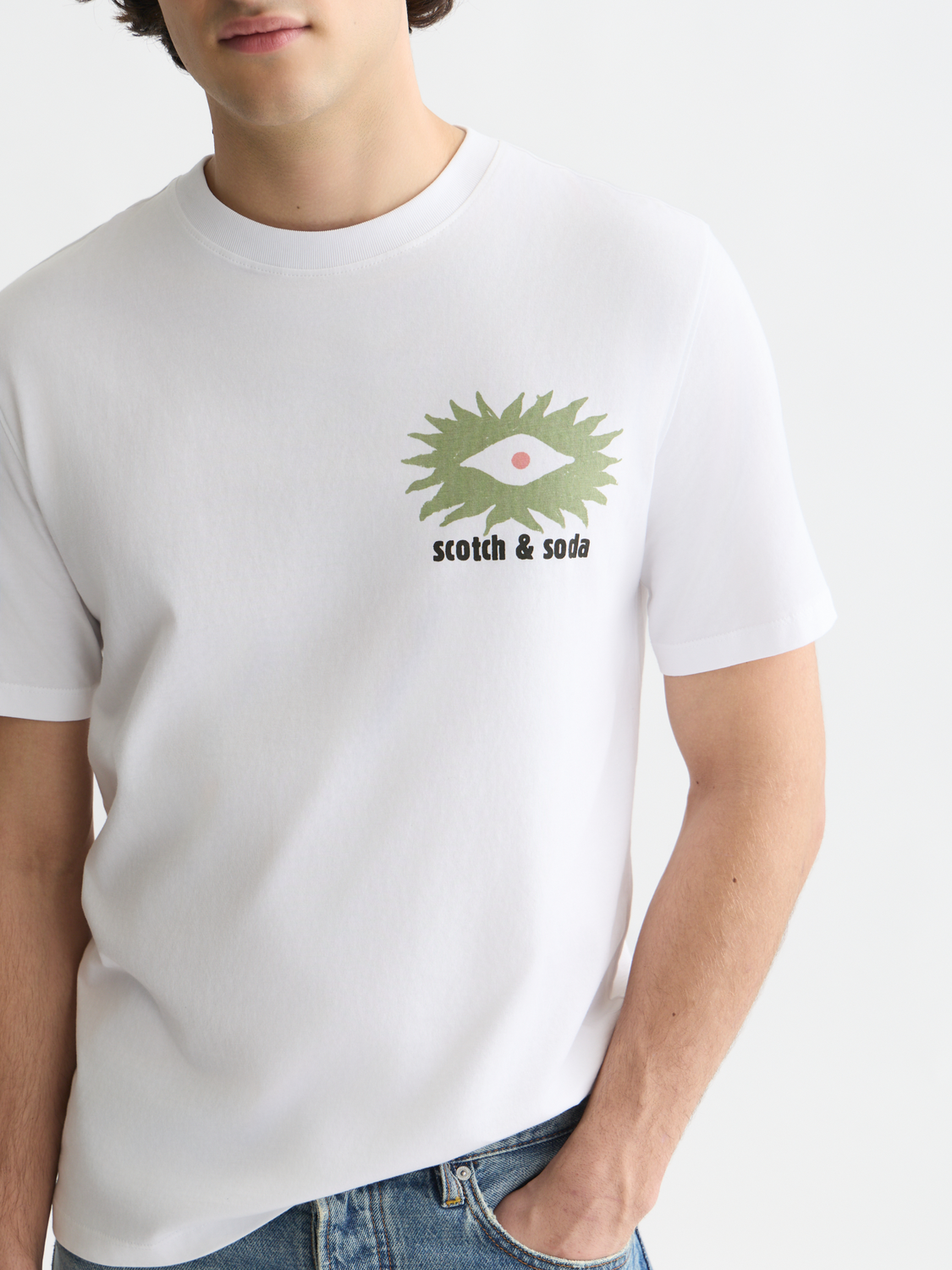 Scotch & Soda Artwork relaxed T-shirt-Bright White