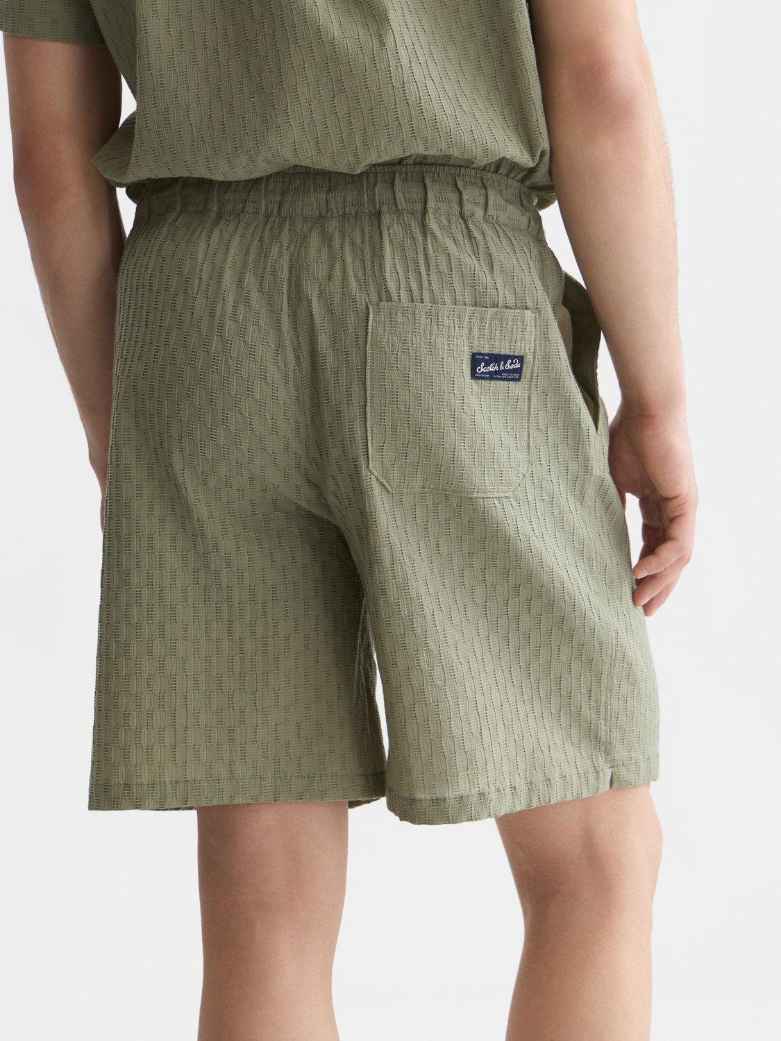 Scotch & Soda Jacquard Seersucker Bermuda Shorts-Oil Green