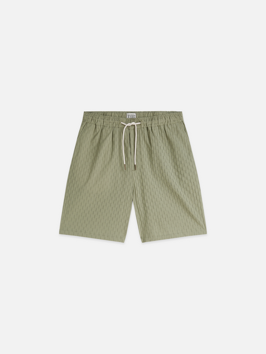 Scotch & Soda Jacquard Seersucker Bermuda Shorts-Oil Green