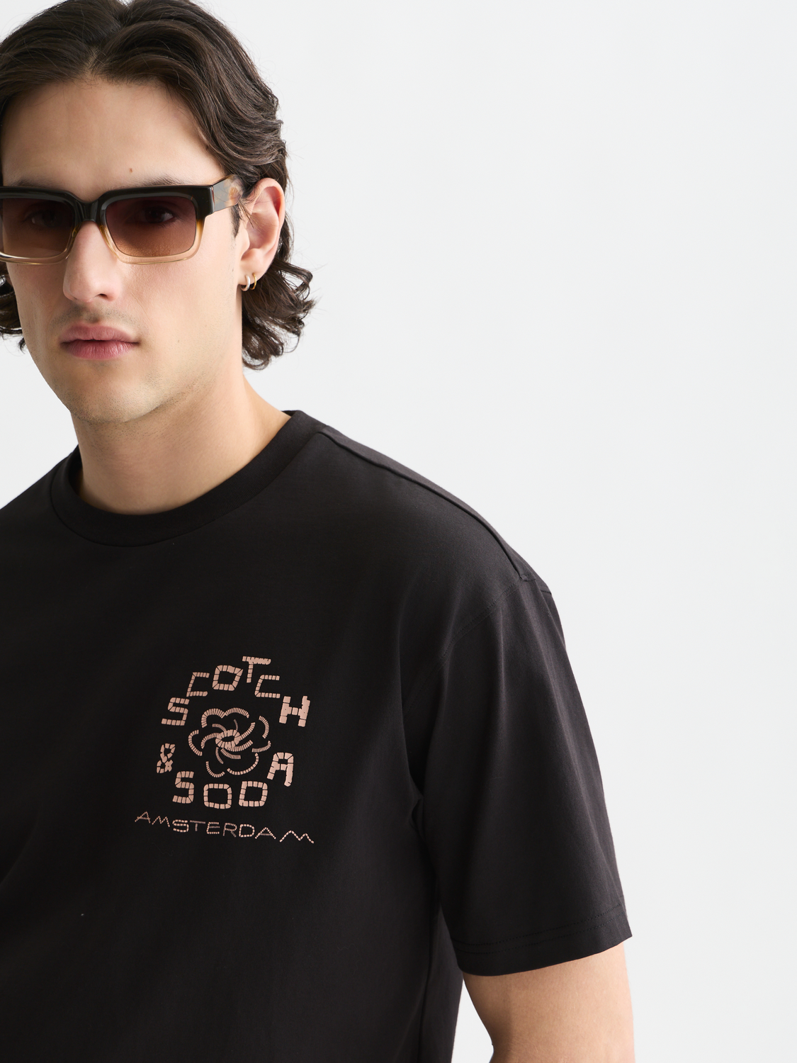 Scotch & Soda Artwork relaxed T-shirt-Meteorite
