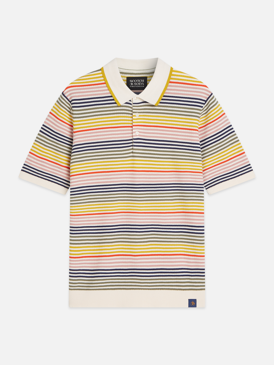 Scotch & Soda Striped Structured Knitted Polo-Multicolor Stripe