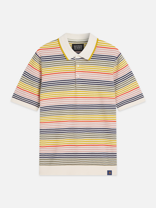 Scotch & Soda Striped Structured Knitted Polo-Multicolor Stripe