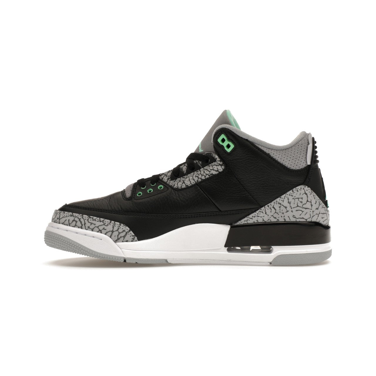 Air Jordan Retro 3 - Black / Green Glow / Wolf Grey