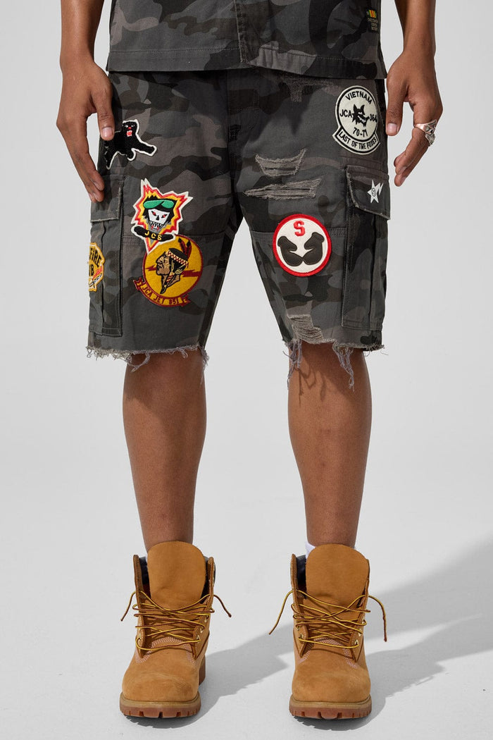 Jordan Craig Retro War Angel Cargo Shorts-Black Camo