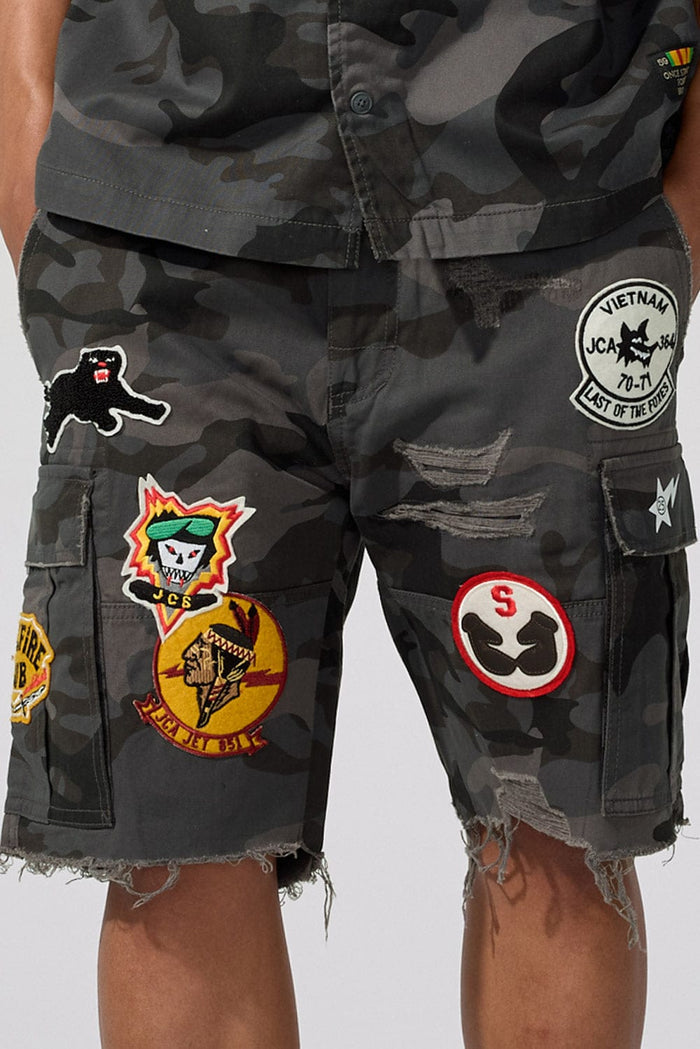 Jordan Craig Retro War Angel Cargo Shorts-Black Camo