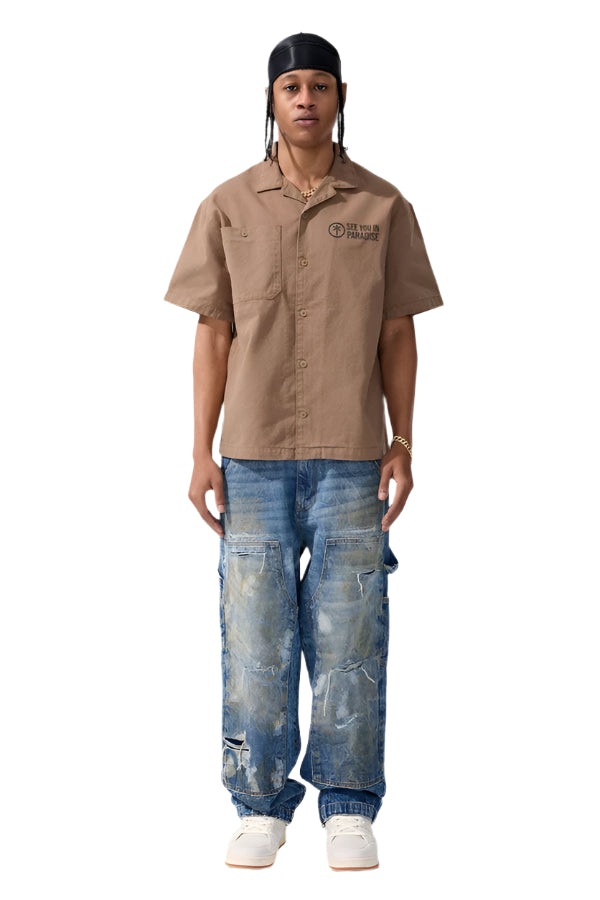 Jordan Craig SYIP Vintage S/S Work Shirt-Khaki