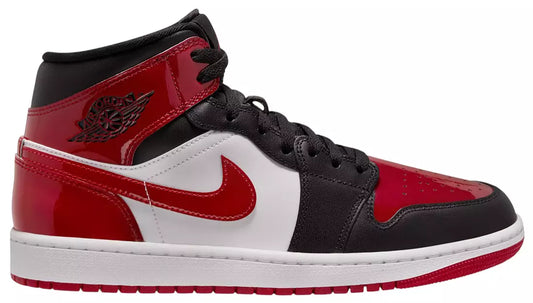 Air Jordan 1 Mid SE Patent Bred Toe-Black/Varsity Red-White