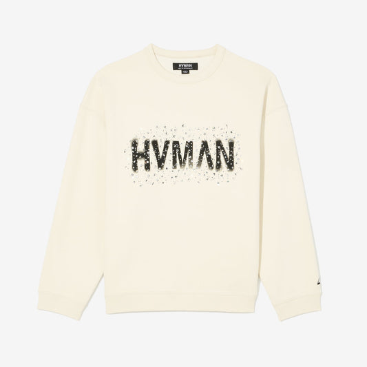 Cult Of Individuality Hvman's Crewneck Sweater "Hvman Diamonds"-Winter White