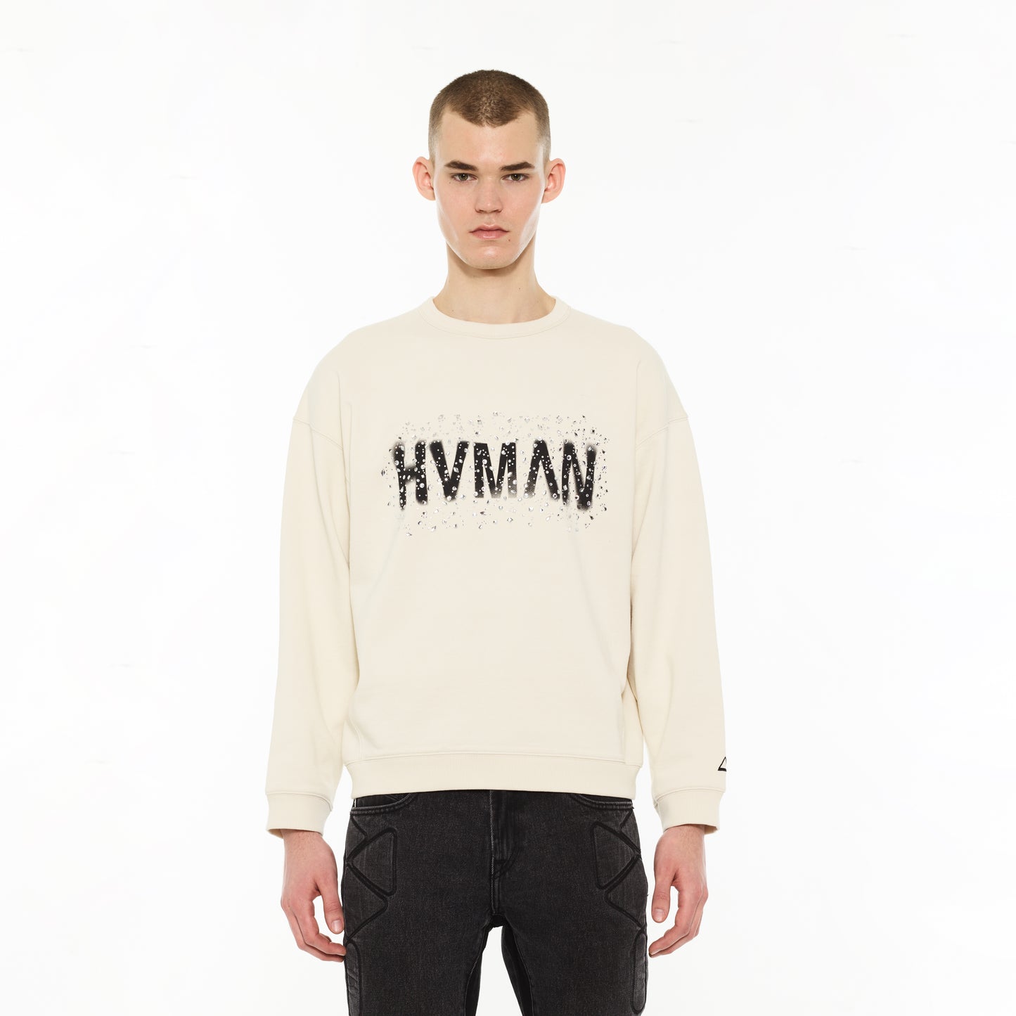 Cult Of Individuality Hvman's Crewneck Sweater "Hvman Diamonds"-Winter White