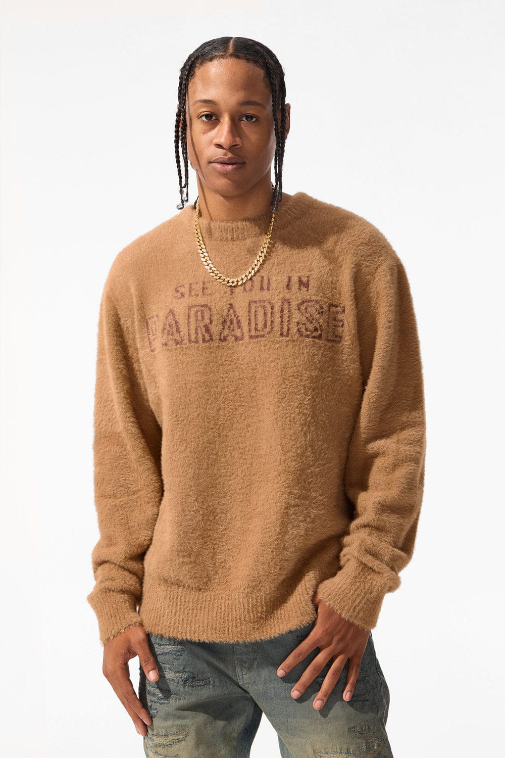 Jordan Craig Lexington Crewneck Sweater- Camel