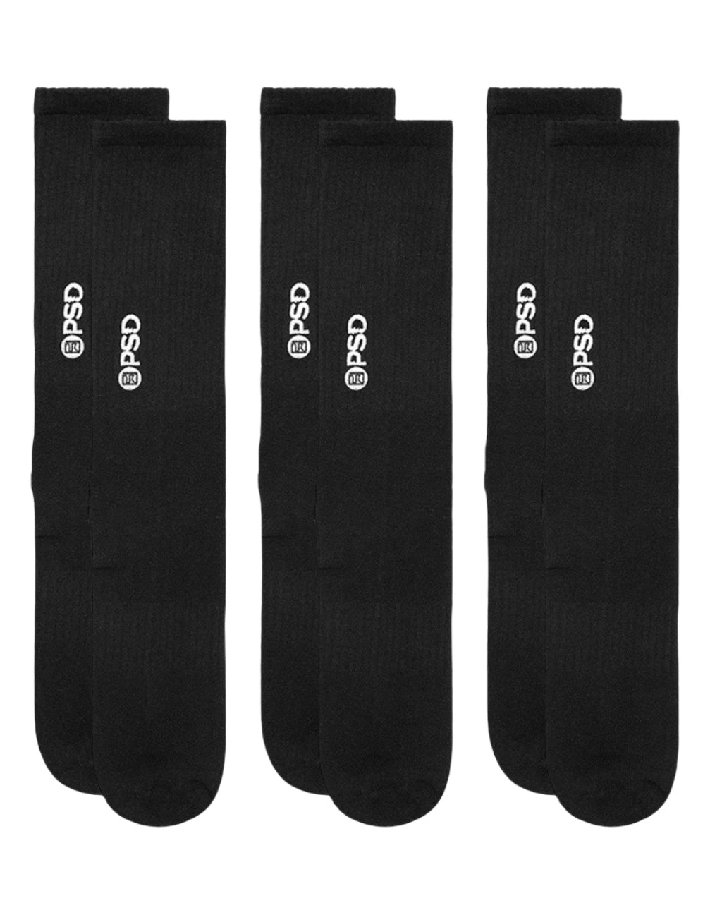 PSD 3 Pack – Logo Crew Socks – Black