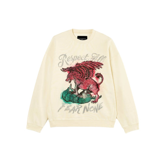 Cult Of Individuality Crew Neck Fleece "Respect All"-Winter White