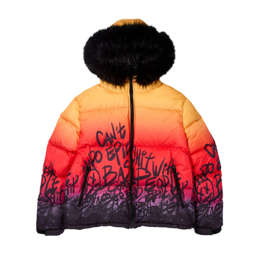 Cult of Individuality Puffer Jacket With Fur Hood -Sunburst