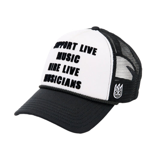 Cult Of Individuality Support Live Music Foam Mesh Trucker-White & Black