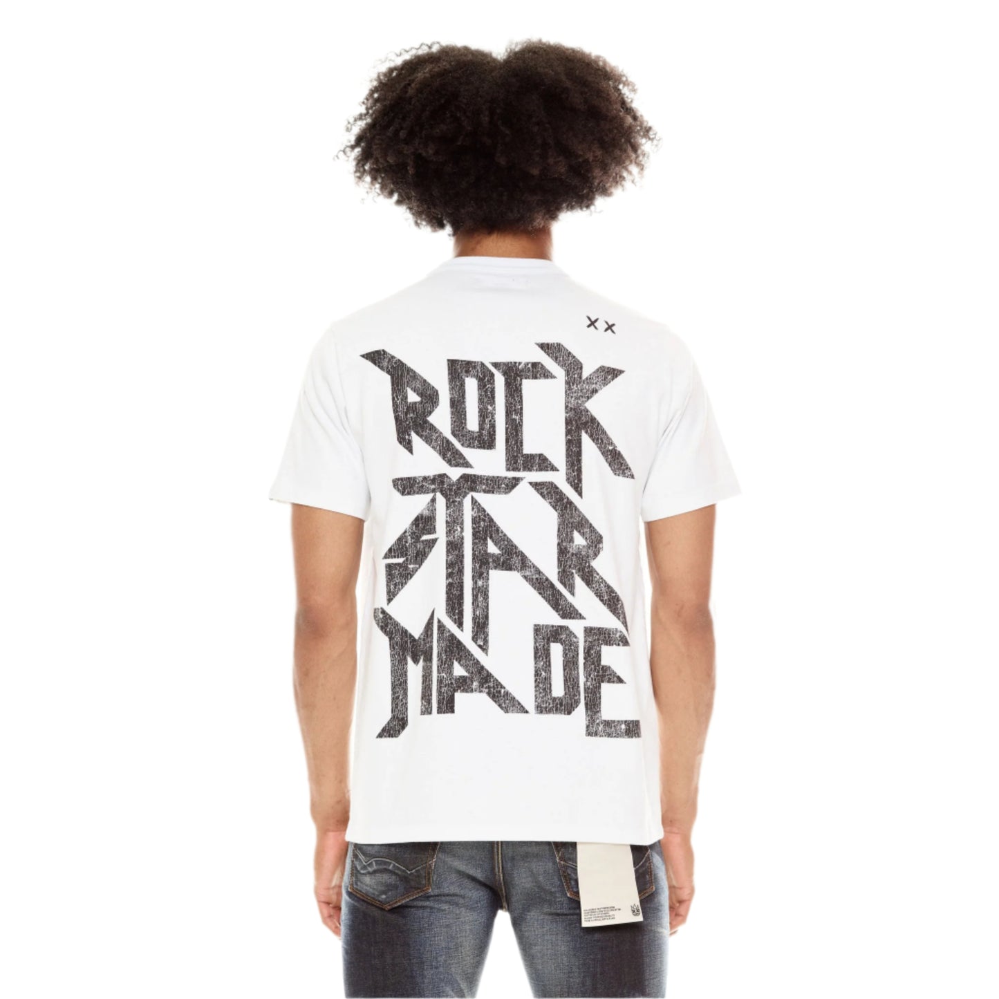 Cult Of Individuality Short Sleeve Crew Neck Tee "Rockstar Made"- White