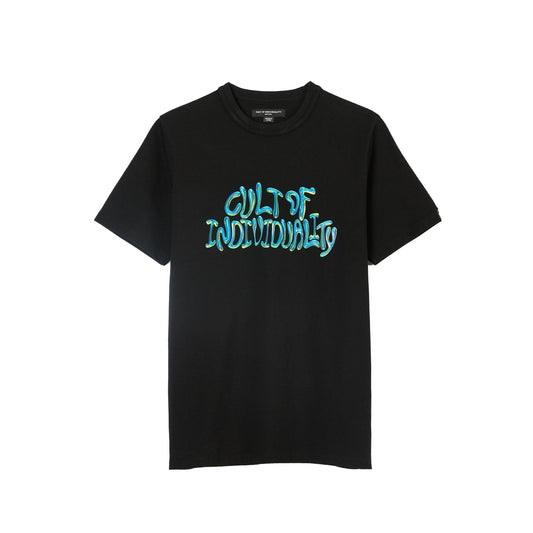 Cult Of Individuality Heavyweight Short Sleeve Crew Neck Tee "Bubble Logo"-Black
