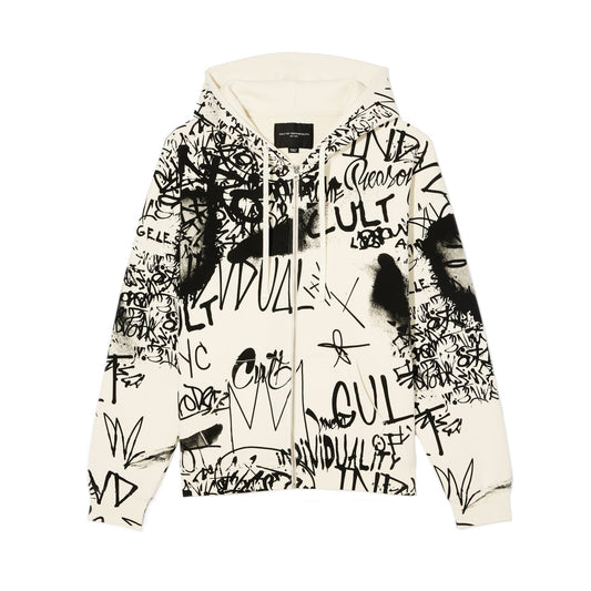 Cult Of Individuality Zip Novelty Hoody - Winter White