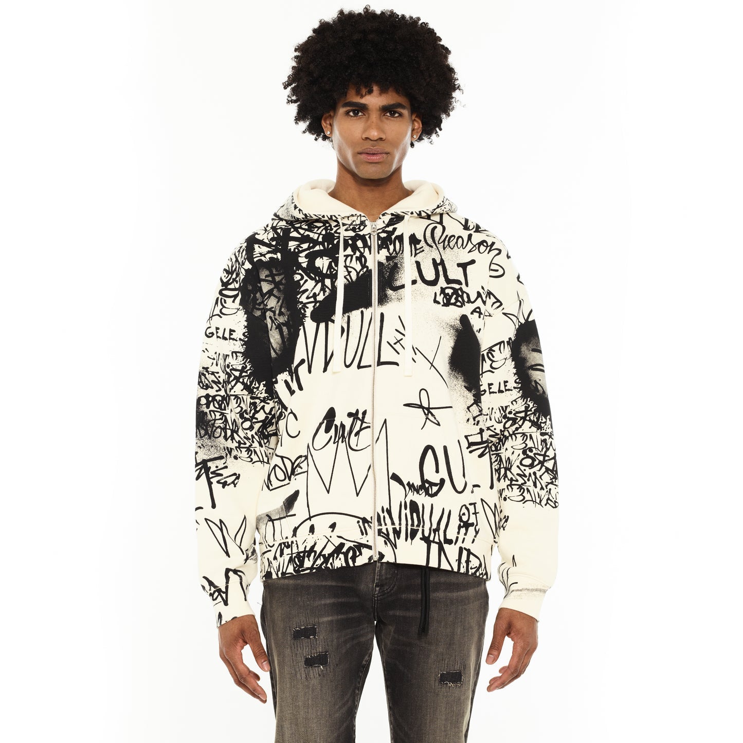 Cult Of Individuality Zip Novelty Hoody - Winter White
