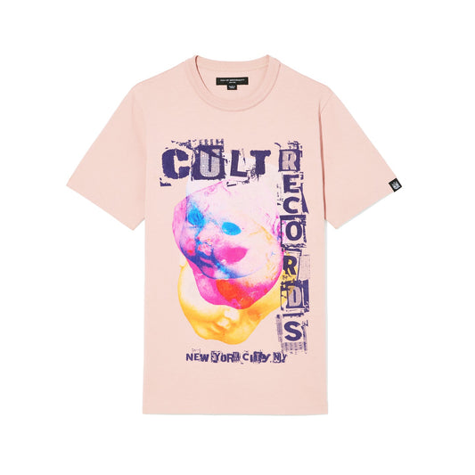 Cult Of Individuality Heavyweight Short Sleeve Crew Neck Tee "Cult Records"-Silver Pink