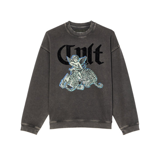 Cult Of Individuality Novelty Fleece Crew Sweatshirt-Vintage Charcoal