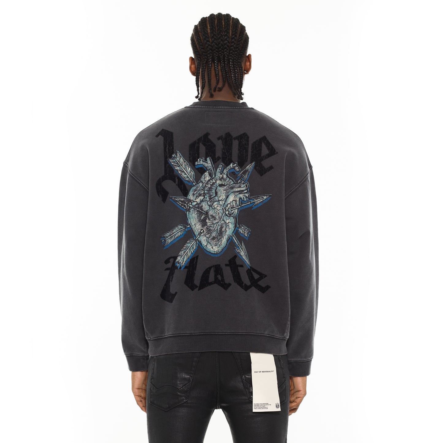 Cult Of Individuality Novelty Fleece Crew Sweatshirt-Vintage Charcoal