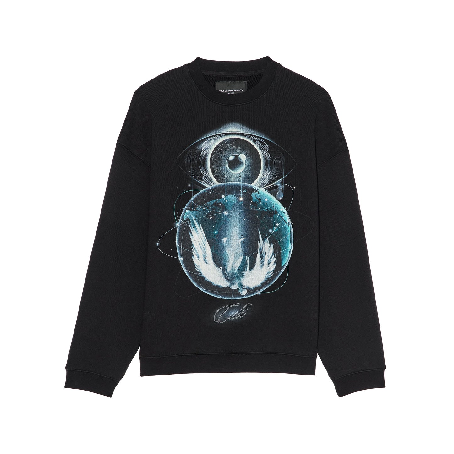 Cult Of Individuality Novelty Fleece Crew Sweatshirt Teardrop-Black