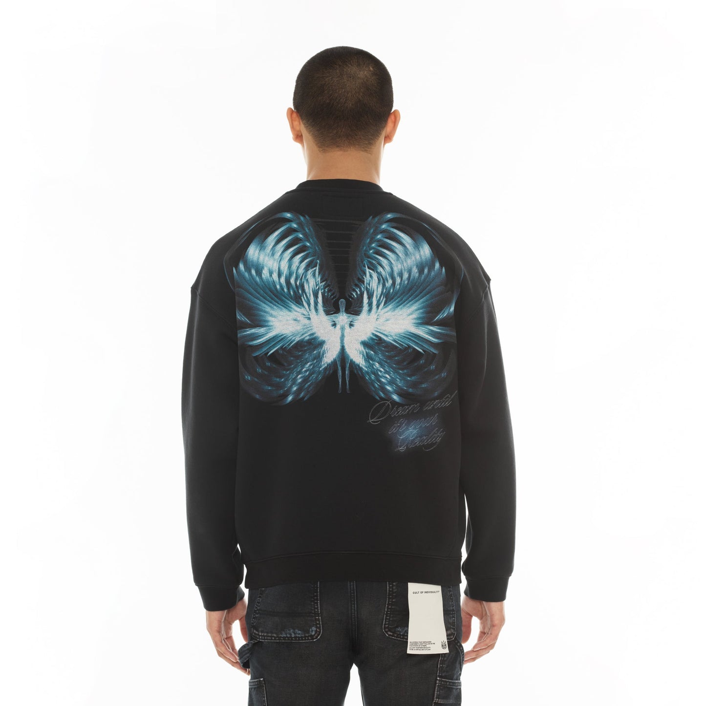 Cult Of Individuality Novelty Fleece Crew Sweatshirt Teardrop-Black