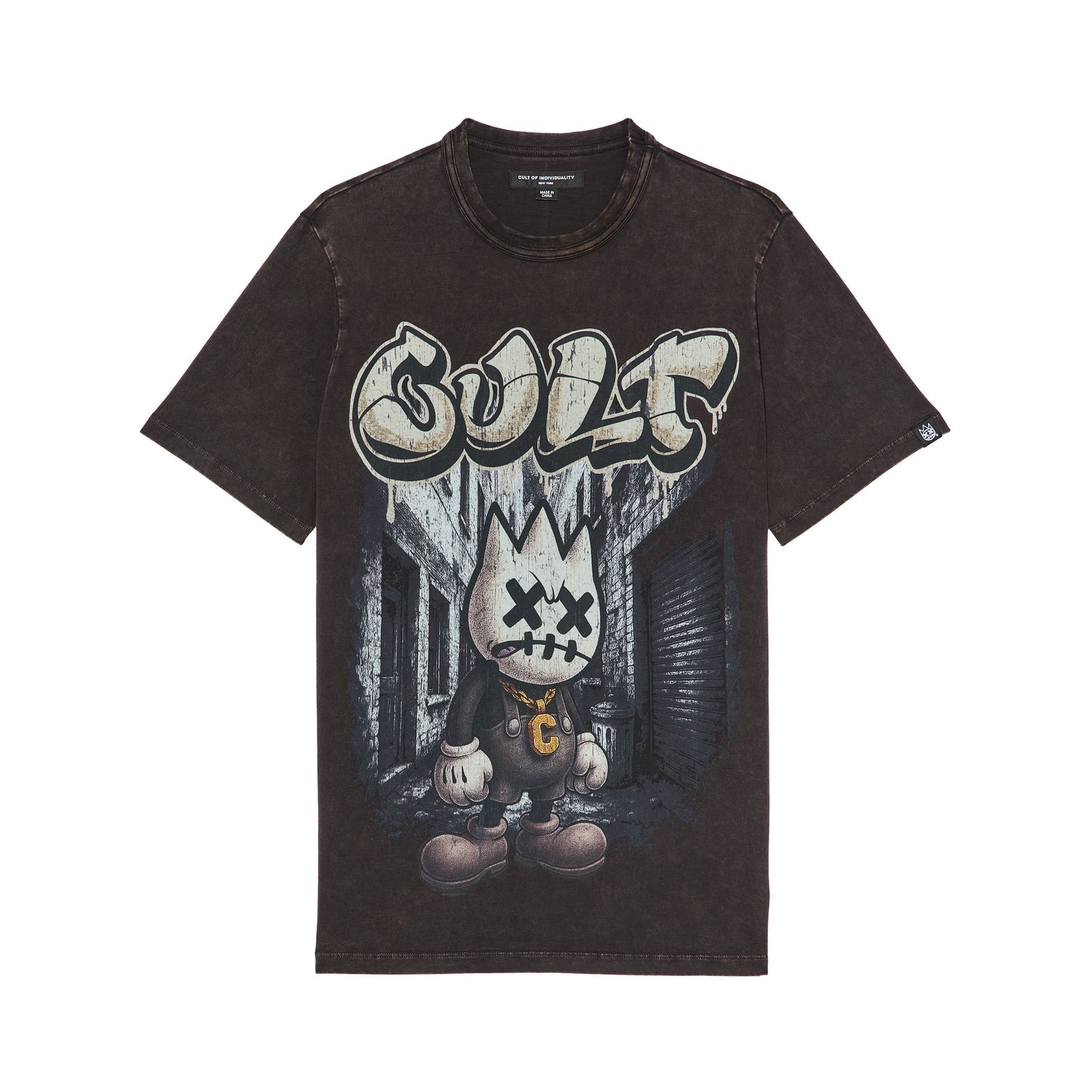 Cult Of Individuality Short Sleeve Crew Neck Tee "Money Is The Motive"-Vintage Charcoal