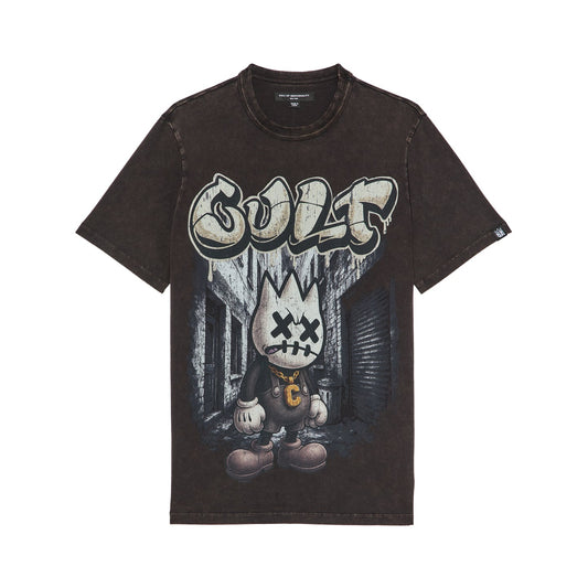 Cult Of Individuality Short Sleeve Crew Neck Tee "Money Is The Motive"-Vintage Charcoal
