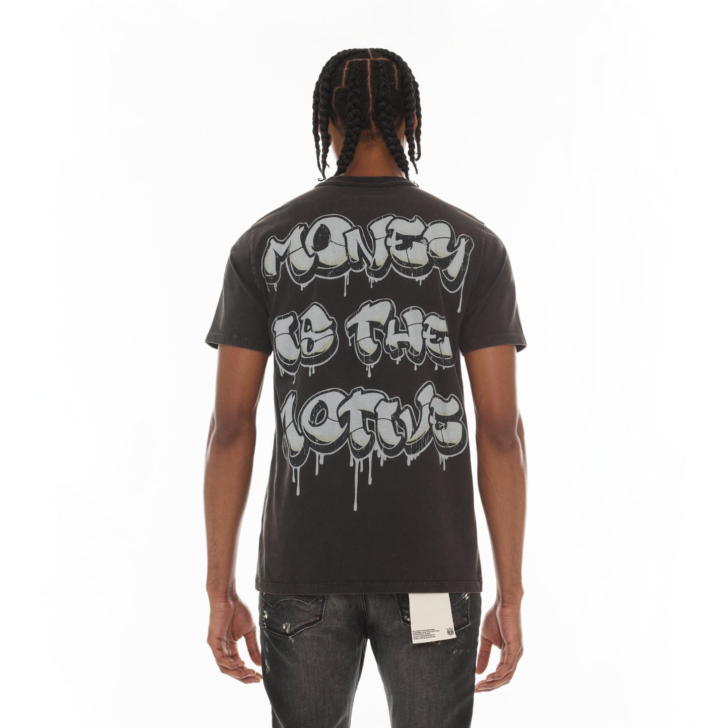 Cult Of Individuality Short Sleeve Crew Neck Tee "Money Is The Motive"-Vintage Charcoal