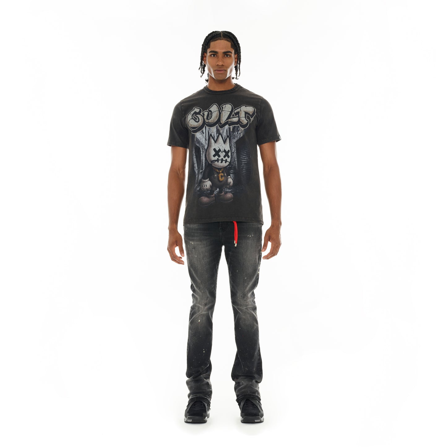 Cult Of Individuality Short Sleeve Crew Neck Tee "Money Is The Motive"-Vintage Charcoal