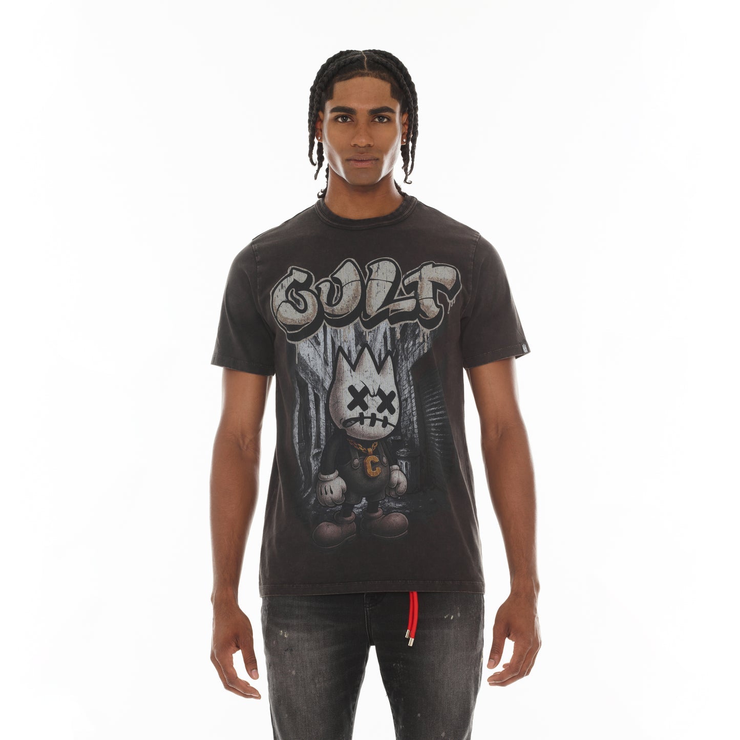 Cult Of Individuality Short Sleeve Crew Neck Tee "Money Is The Motive"-Vintage Charcoal