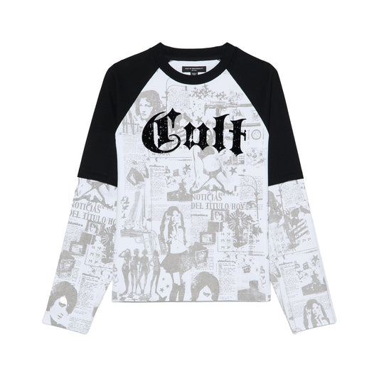 Cult Of Individuality Long Sleeve Layered Raglan Tee "Propaganda"-White