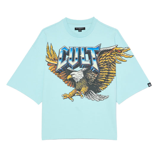 Cult Of Individuality Oversized Short Sleeve Crew Neck Tee "Predator"-Blue Glow