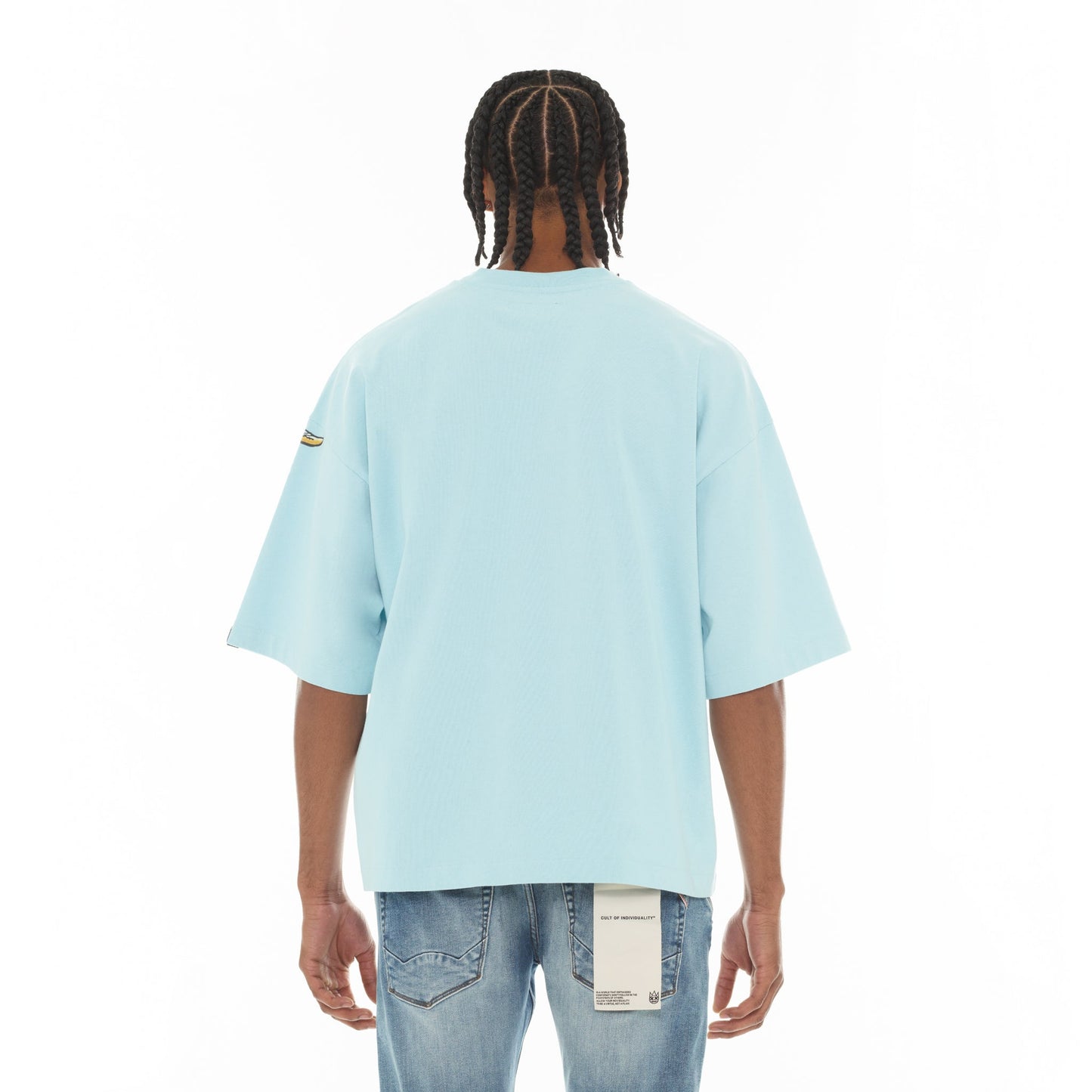 Cult Of Individuality Oversized Short Sleeve Crew Neck Tee "Predator"-Blue Glow