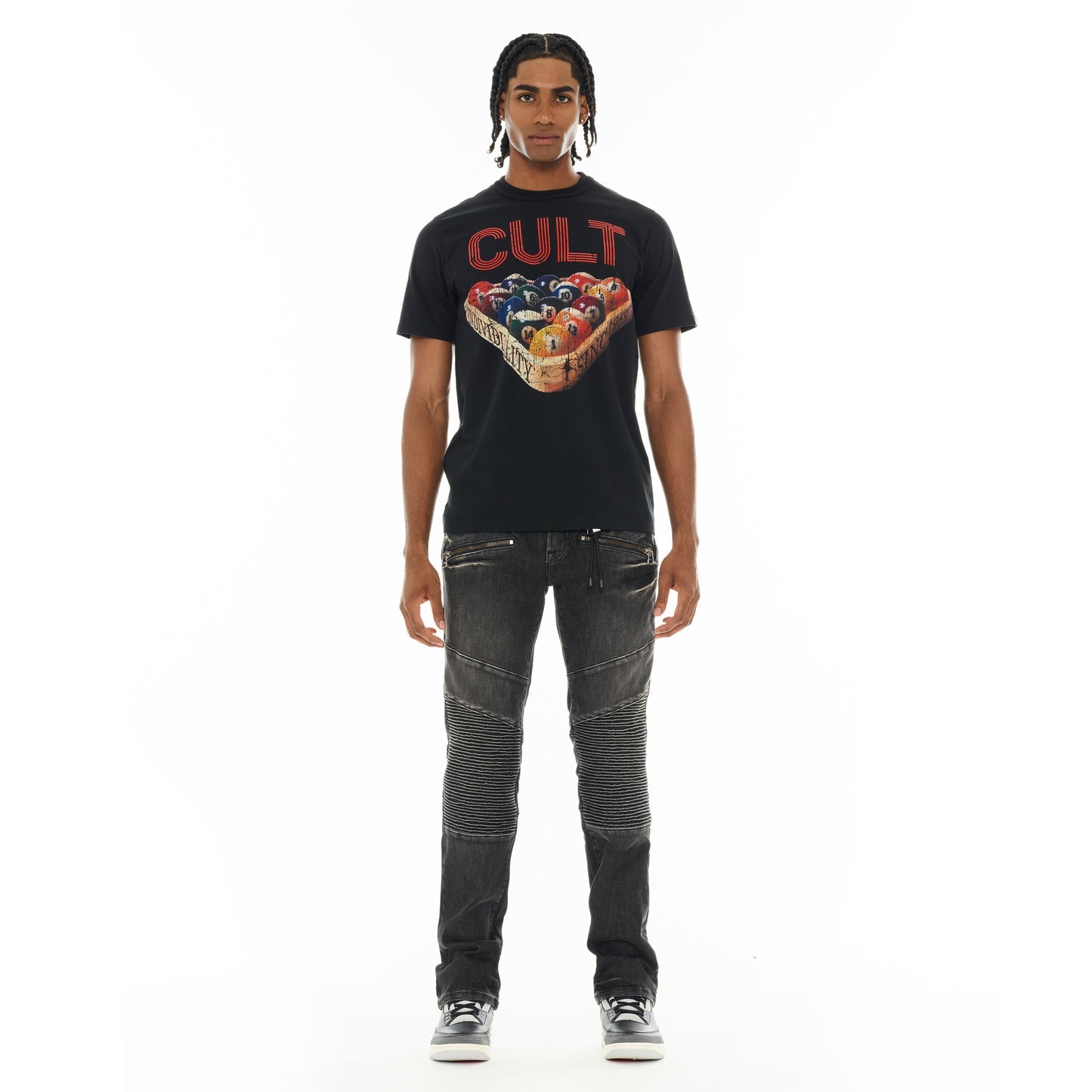 Cult Of Individuality Heavyweight Short Sleeve Crew Neck Tee "Billiards"-Black