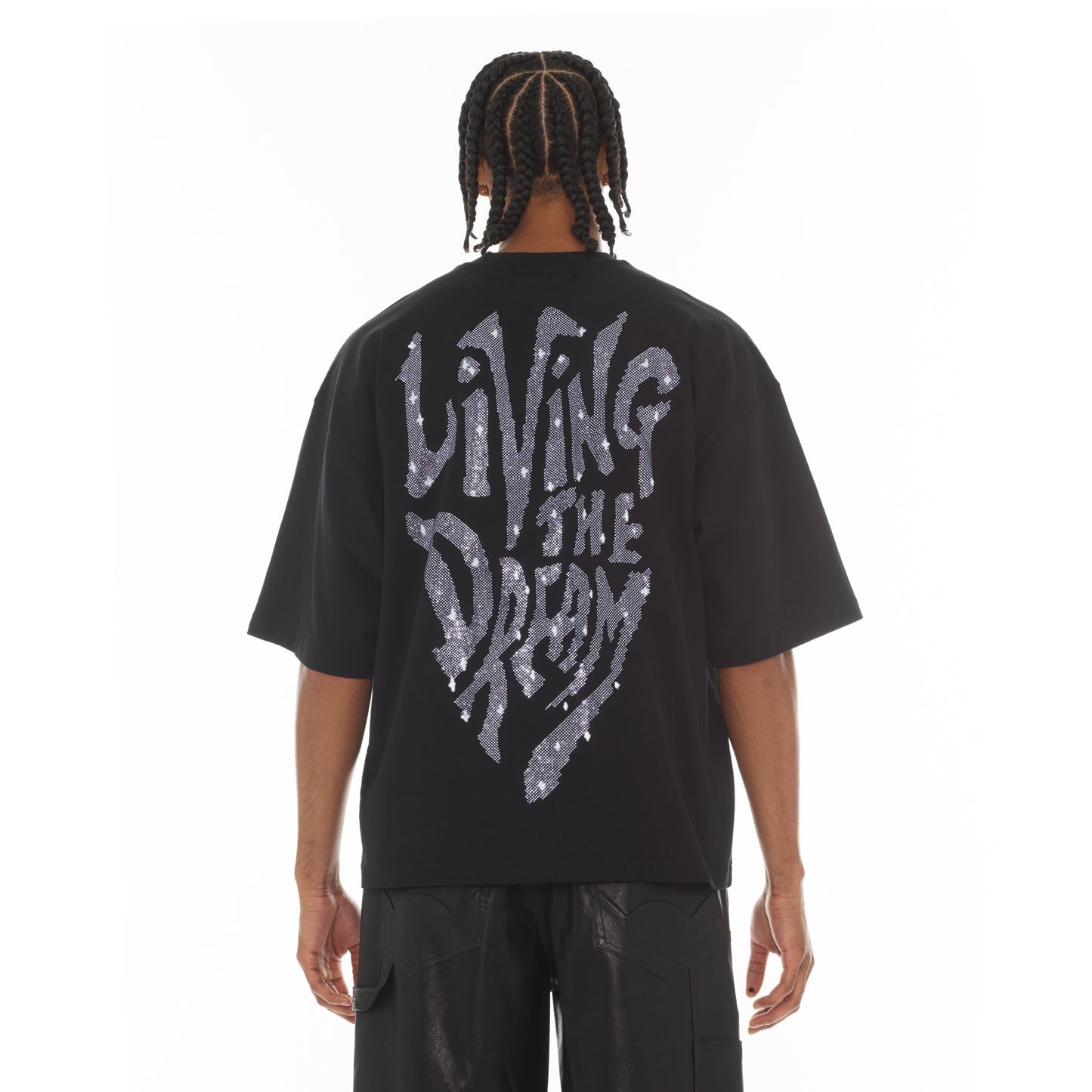 Cult Of Individuality Oversized Short Sleeve Crew Neck Tee "Living The Dream"-Black