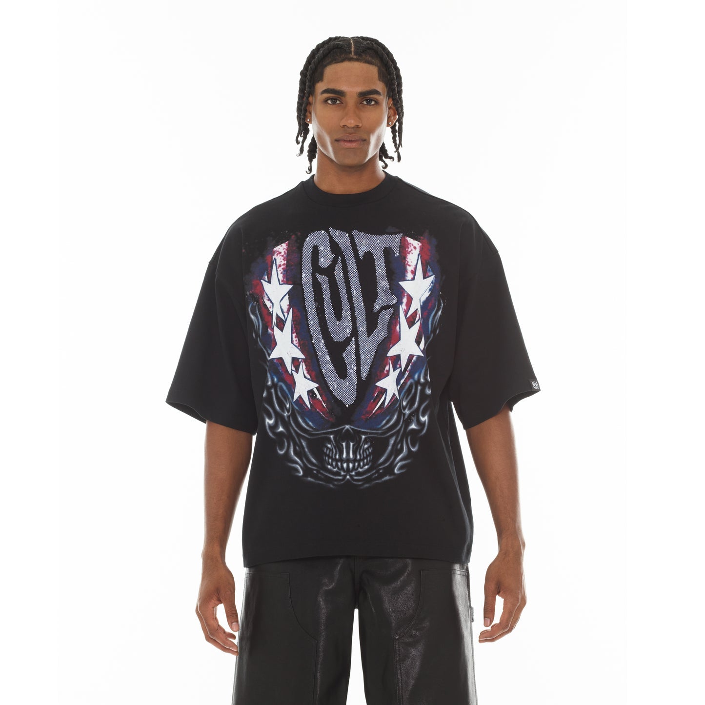Cult Of Individuality Oversized Short Sleeve Crew Neck Tee "Living The Dream"-Black