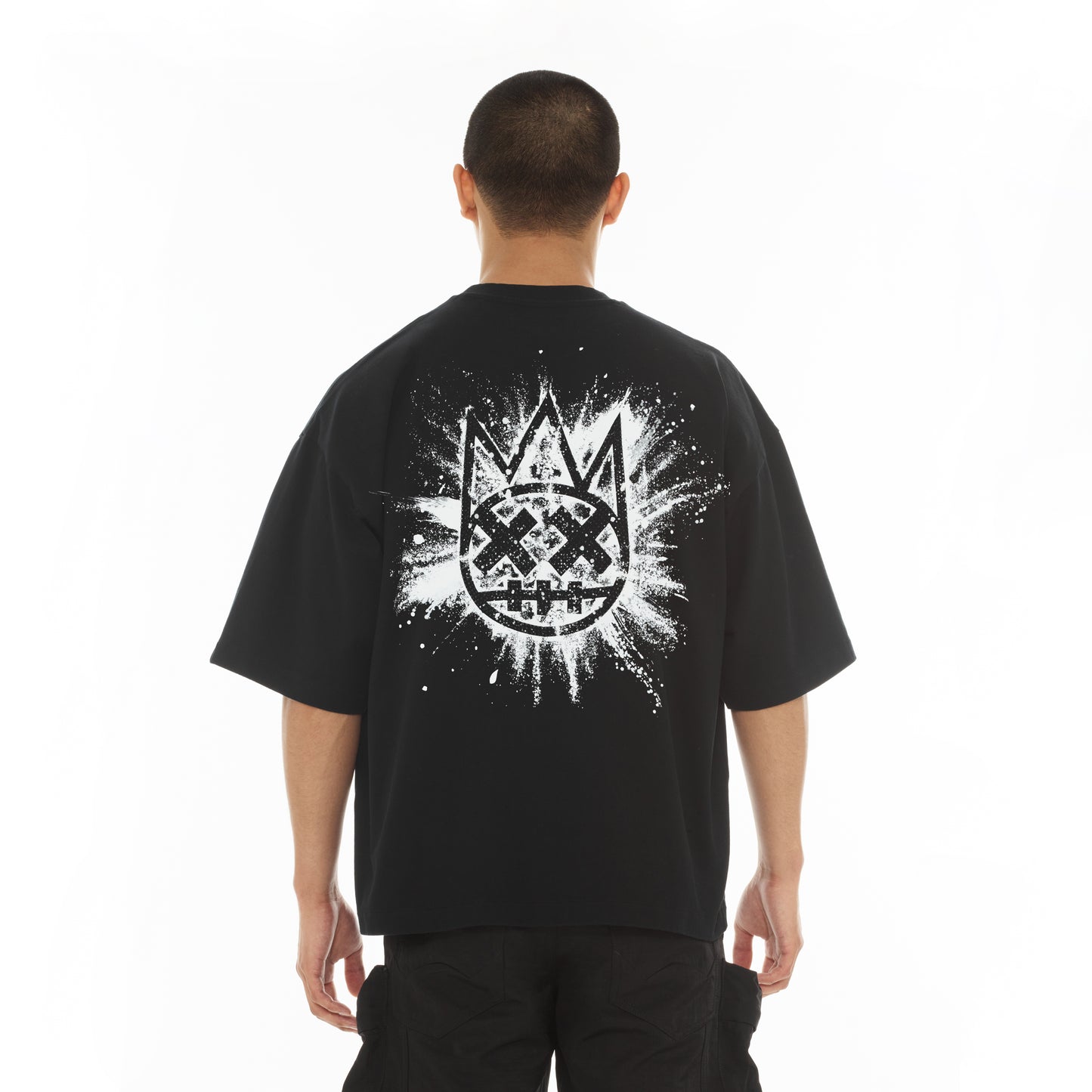 Cult Of Individuality Oversized Short Sleeve Crew Neck Tee "Splatter Logo"-in Black