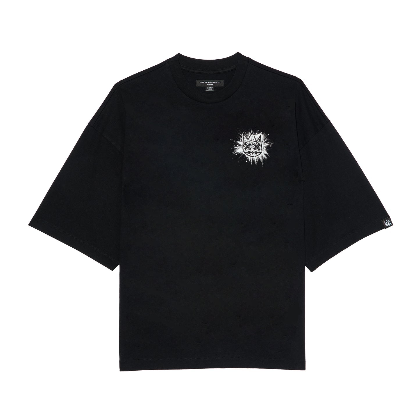 Cult Of Individuality Oversized Short Sleeve Crew Neck Tee "Splatter Logo"-in Black
