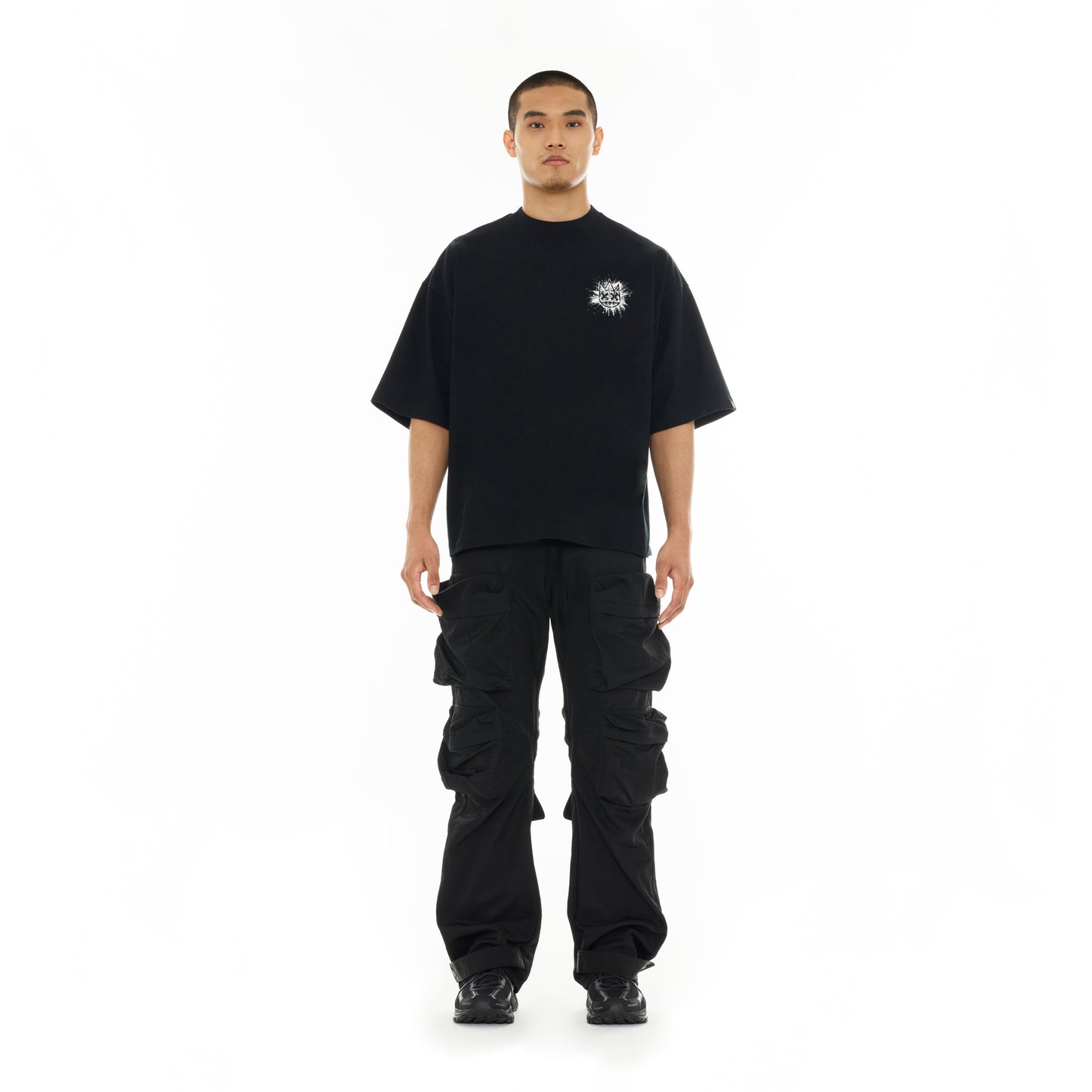 Cult Of Individuality Oversized Short Sleeve Crew Neck Tee "Splatter Logo"-in Black