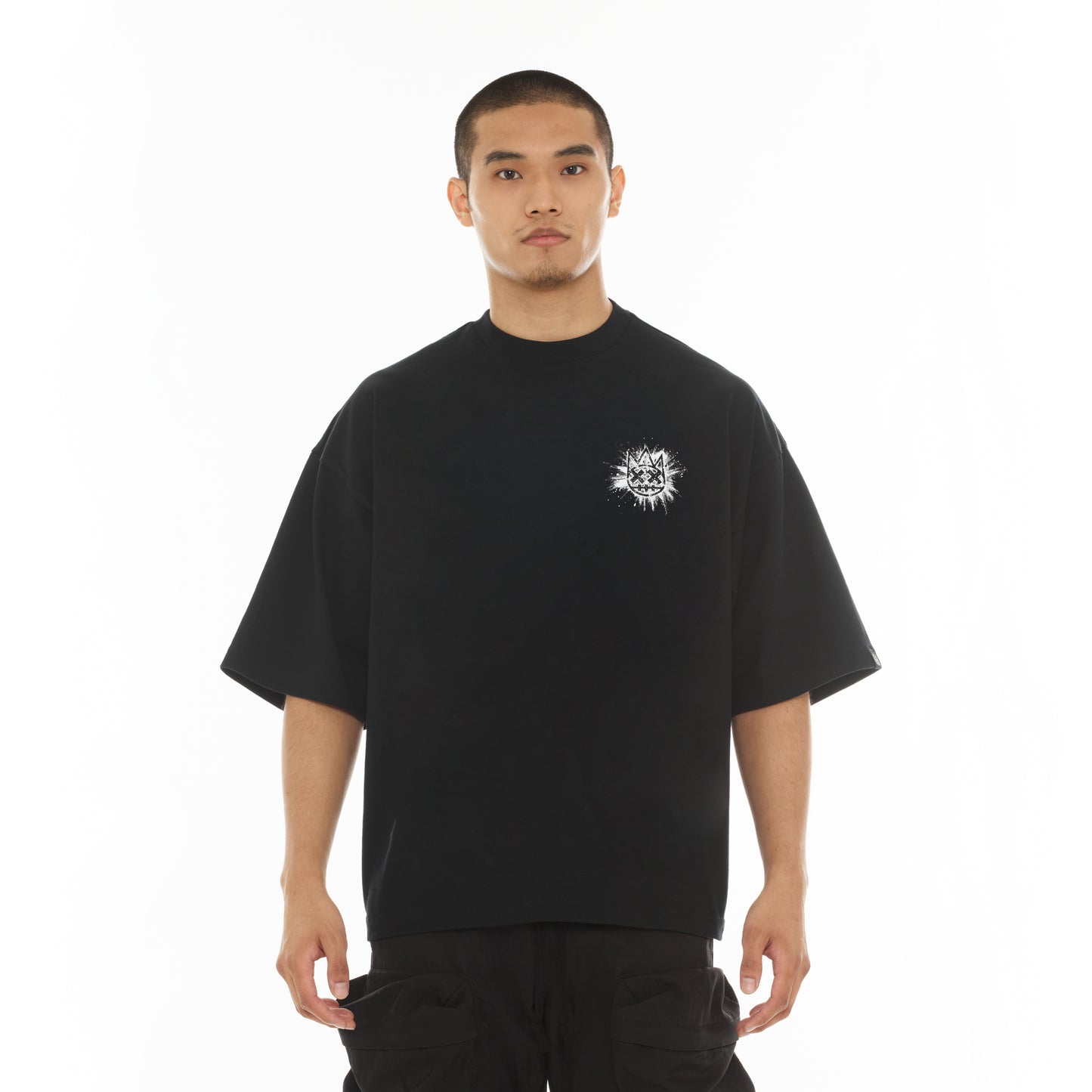 Cult Of Individuality Oversized Short Sleeve Crew Neck Tee "Splatter Logo"-in Black