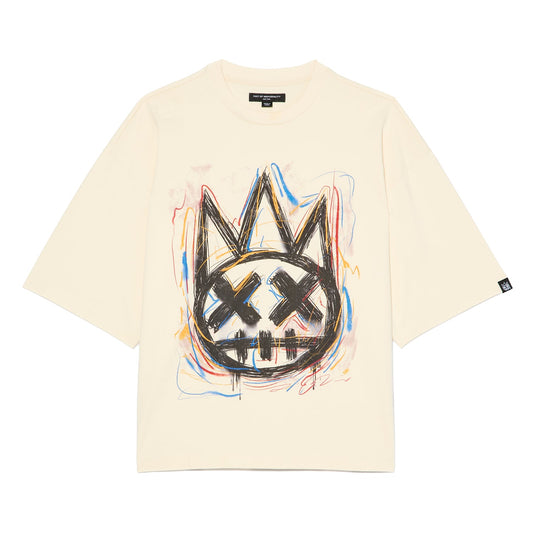 Cult Of Individuality Oversized Short Sleeve Crew Neck Tee "Scribble Logo"-Winter White