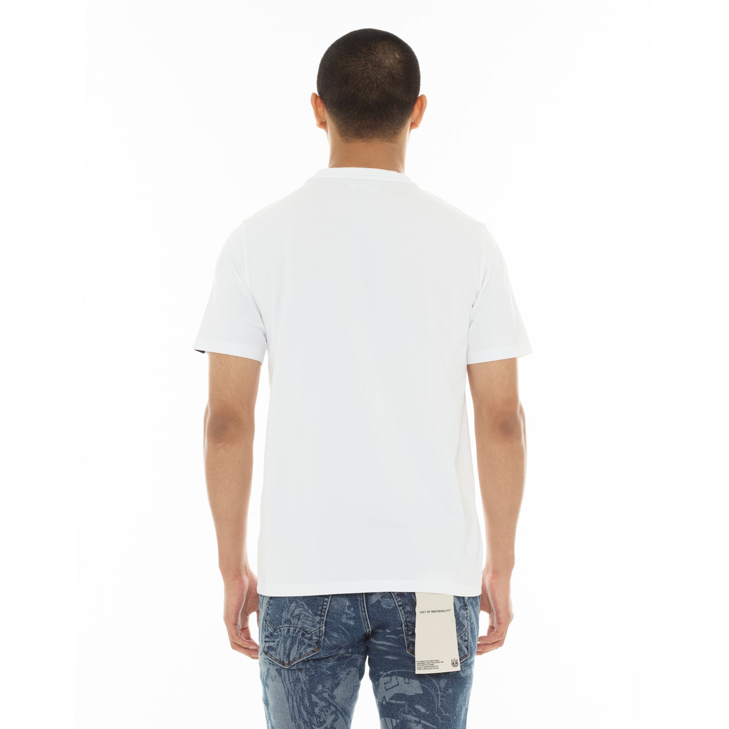 Cult Of Individuality Oversized Short Sleeve Crew Neck Tee "Artificial Paradise"-White