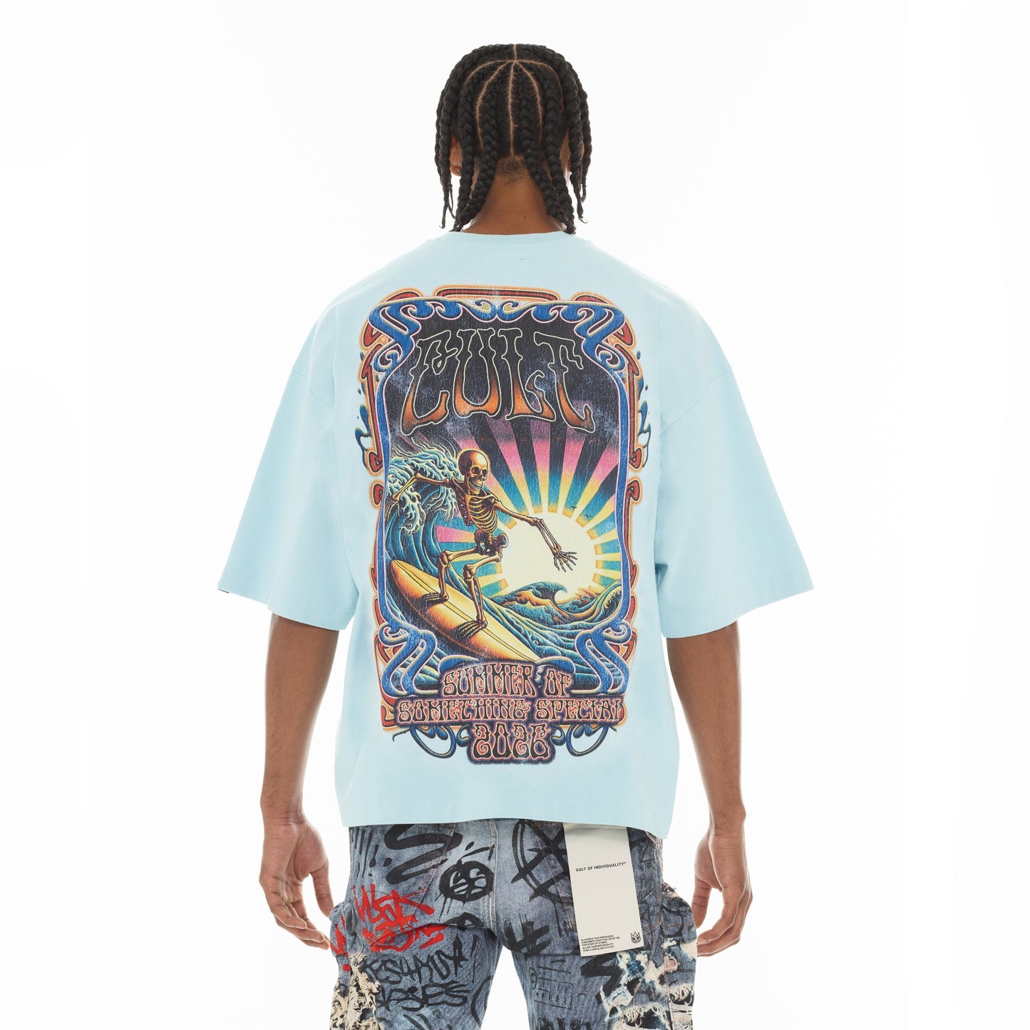 Cult Of Individuality Oversized S/S Crew Neck Tee "Summer Of Something Special"2026-Blue Glow