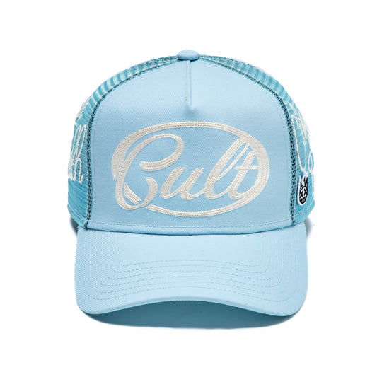 Cult Of Individuality Mesh Back Trucker Hat "Community"-Blue Glow