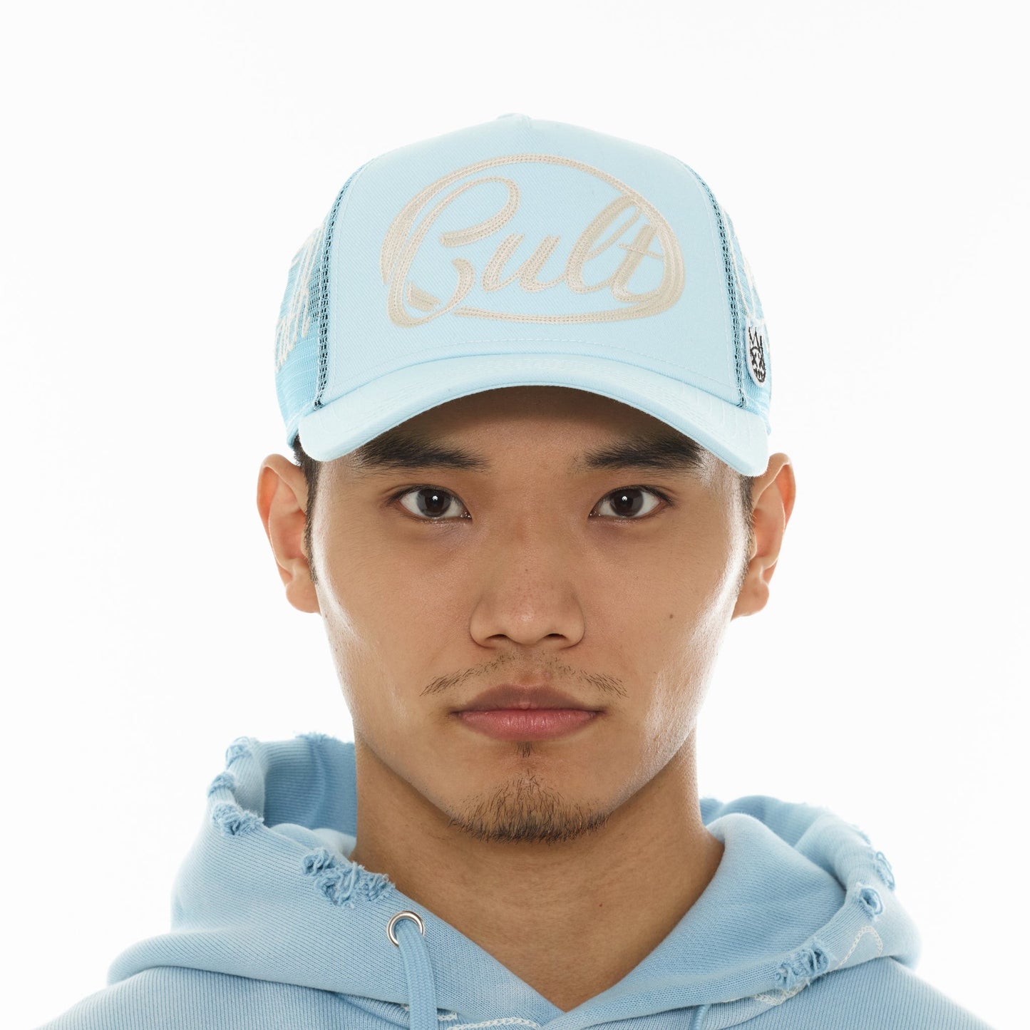 Cult Of Individuality Mesh Back Trucker Hat "Community"-Blue Glow