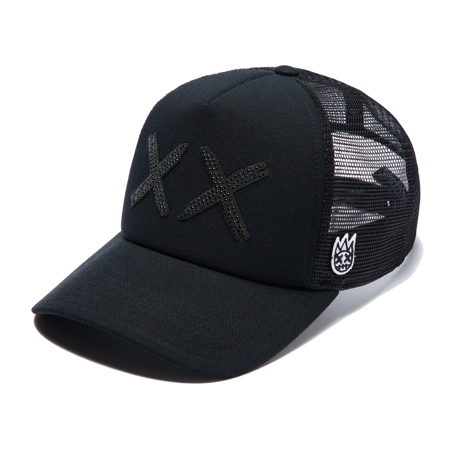 Cult Of Individuality Black Crystals Mesh Trucker Hat "XX" Logo-Black