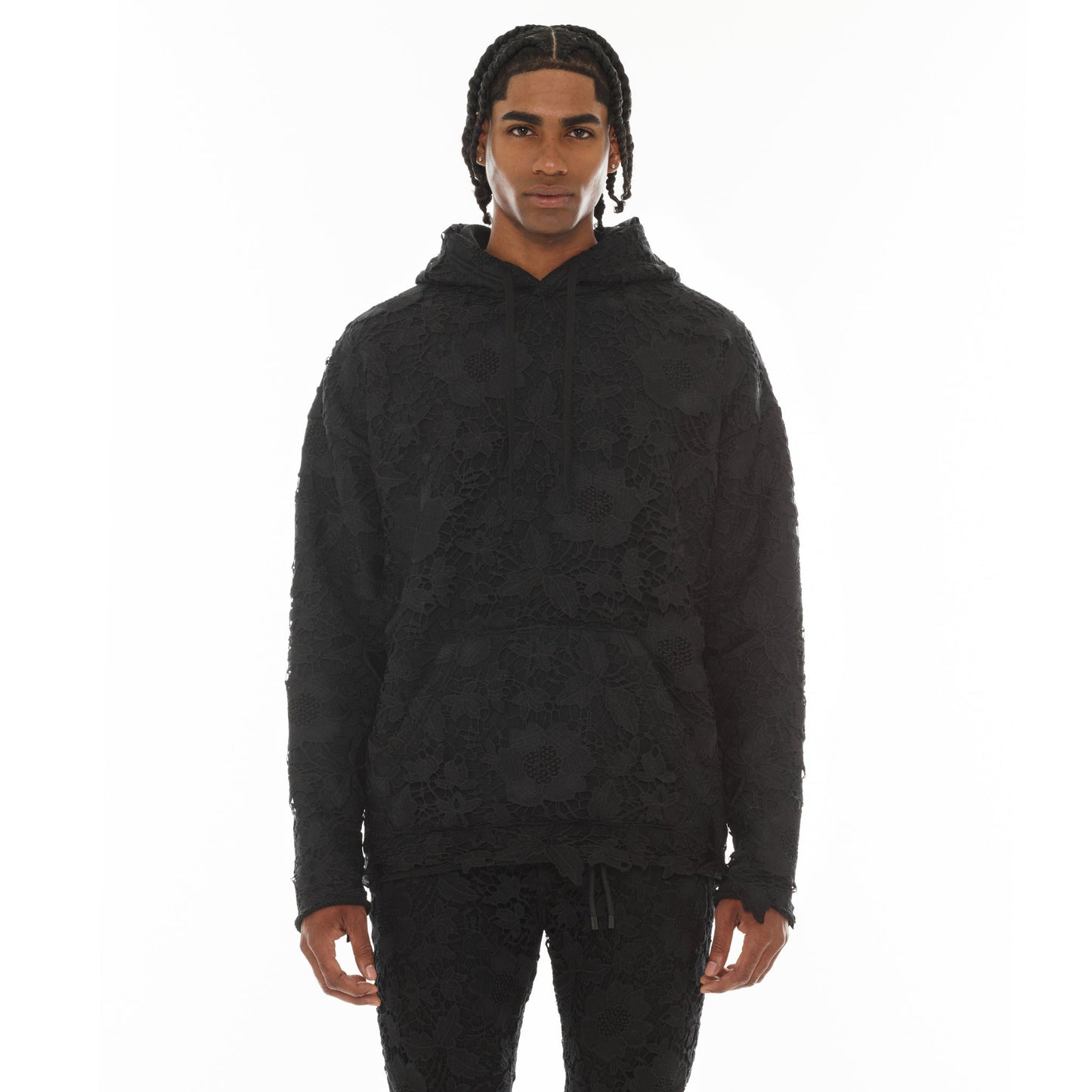 Cult Of Individuality Signature Pullover Hoody 550 Grams French Terry in Lace-Black