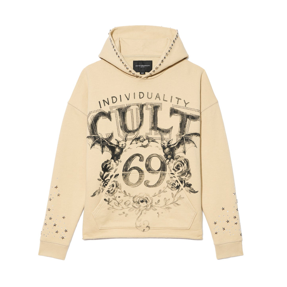 Cult Of Individuality French Terry Pullover Hoody "Bats" 620 Grams-Winter White